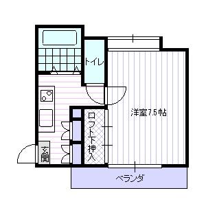 ぷらいべーと元木(1K/2階)の間取り写真