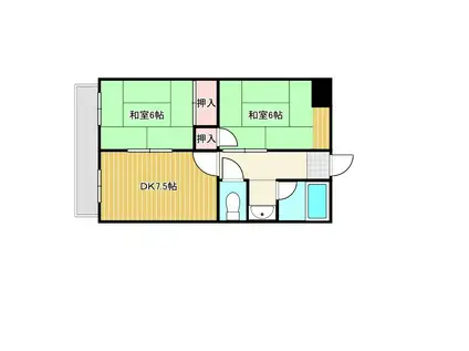 コーポ杉浦(2DK/2階)の間取り写真