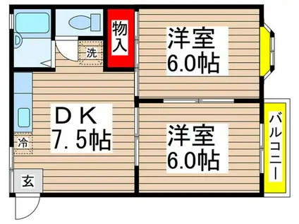 サニーヒル(2DK/2階)の間取り写真