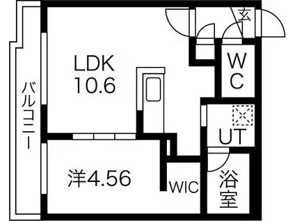 ベルゼル東札幌(1LDK/2階)の間取り写真