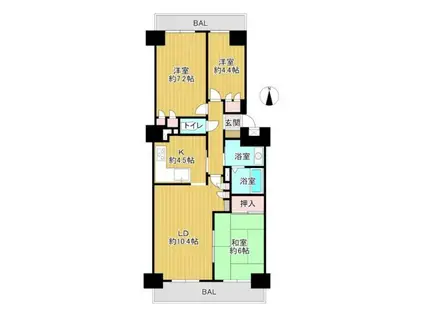 ベルヴィル大宮(3LDK/5階)の間取り写真