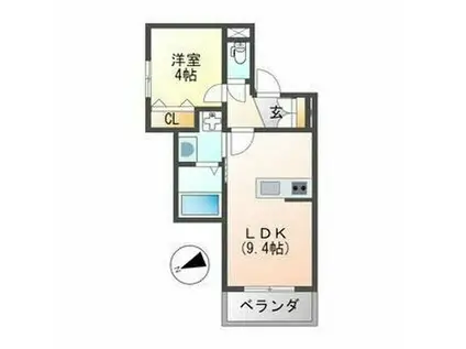 グレナディエ(1LDK/2階)の間取り写真