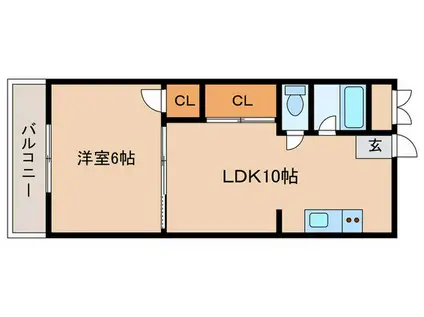 テラスレジデンスあさぎり(1LDK/3階)の間取り写真