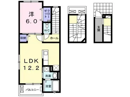 メゾン・ソレイユII(1LDK/3階)の間取り写真