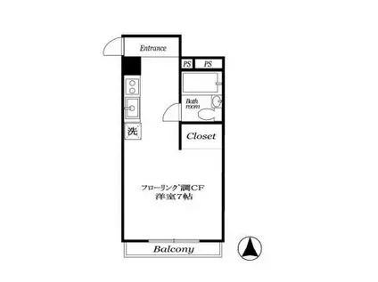 市ヶ谷春日マンション(ワンルーム/7階)の間取り写真