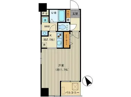 グラン ジャード(1K/4階)の間取り写真