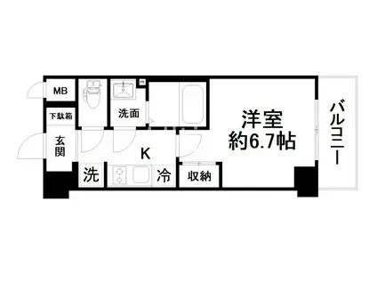 京福電鉄嵐山本線 嵐電天神川駅 徒歩16分 7階建 新築(1K/2階)の間取り写真