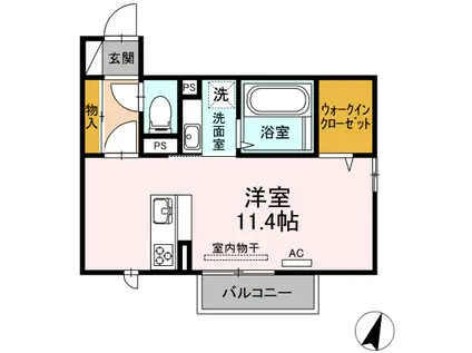 オリーブ ベリー(ワンルーム/1階)の間取り写真