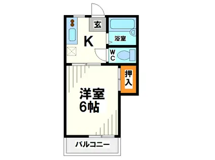 レジェンド若松(1K/2階)の間取り写真