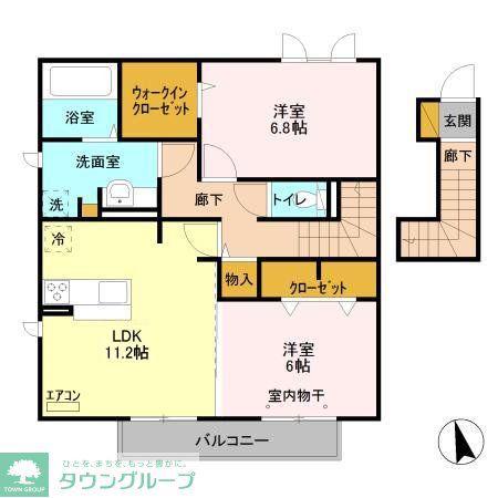 カームベリーD(2LDK/2階)の間取り写真