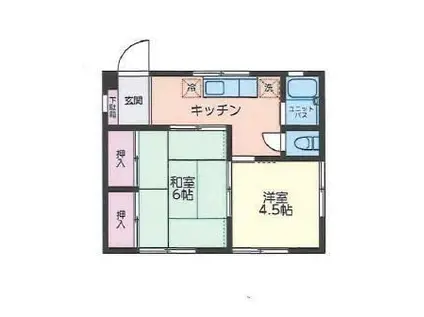 ハイム松岡(2DK/1階)の間取り写真