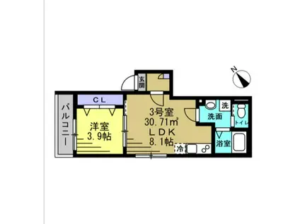 ワイエスエー南流山(1LDK/1階)の間取り写真