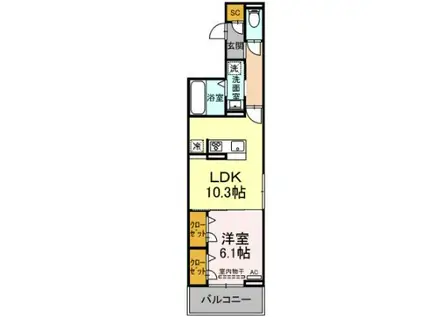 セレスティア助光 C棟(1LDK/2階)の間取り写真
