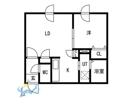 DAITO RESIDENCE 中央区役所前(1LDK/5階)の間取り写真