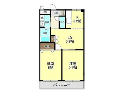 NK津島III(2LDK/2階)の間取り写真