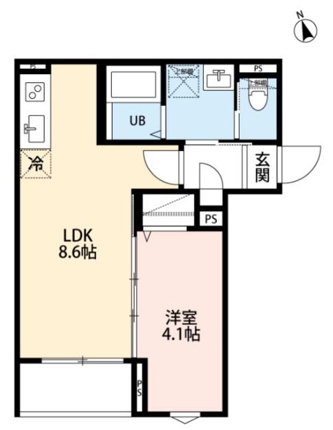 ベルタ検見川(1LDK/1階)の間取り写真