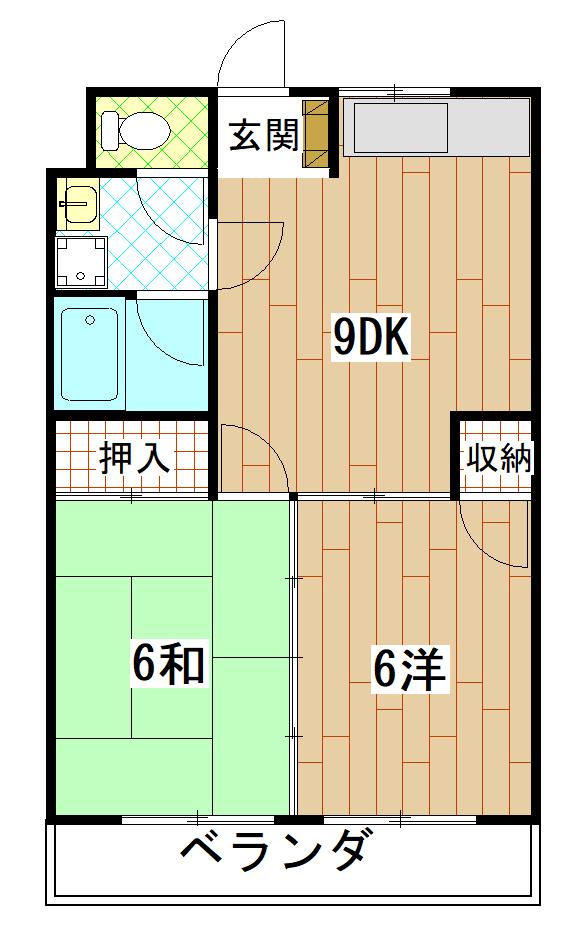 チエコビル(2DK/3階)の間取り写真