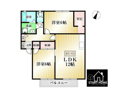 アムールA(2LDK/2階)の間取り写真