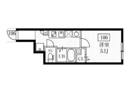 ミハス三軒茶屋II(1K/1階)の間取り写真