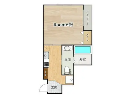 ウィンズコート清水(1K/1階)の間取り写真