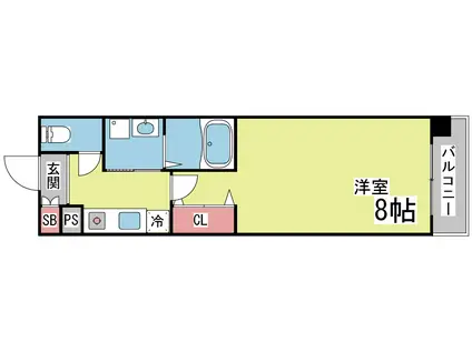 グランドコート六甲(1K/2階)の間取り写真