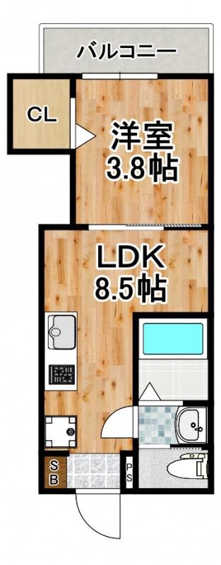 春日出北2丁目PJ(1LDK/2階)の間取り写真