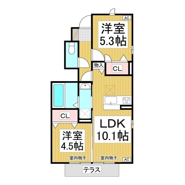 プレジール(2LDK/1階)の間取り写真