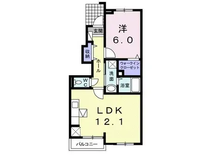 カーサ・レクエルドD(1LDK/1階)の間取り写真