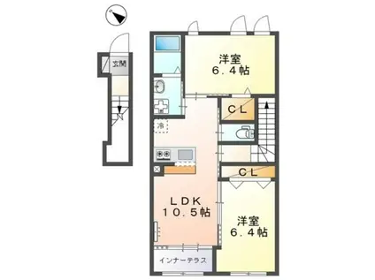 リバーサイドII(2LDK/2階)の間取り写真