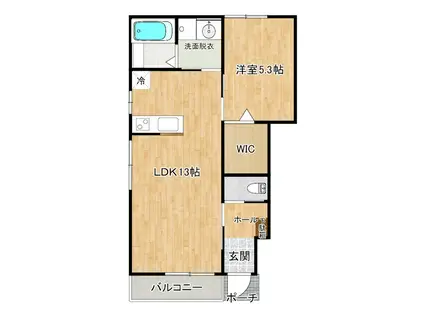 プランドール依井(1LDK/1階)の間取り写真