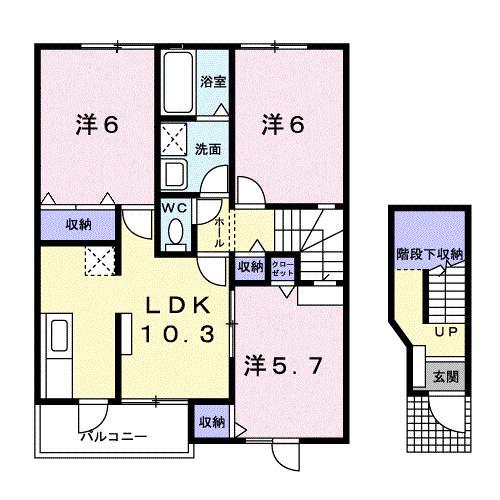 ラフォーレK(3LDK/2階)の間取り写真