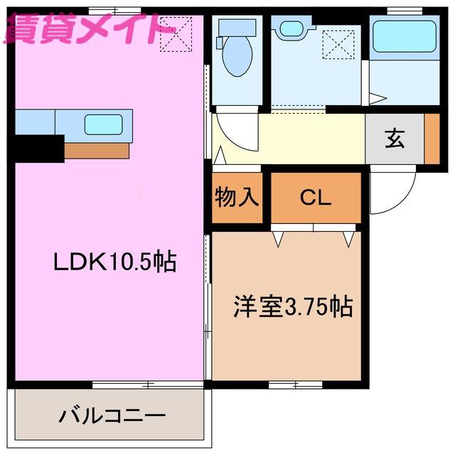 サードニックス(1LDK/2階)の間取り写真