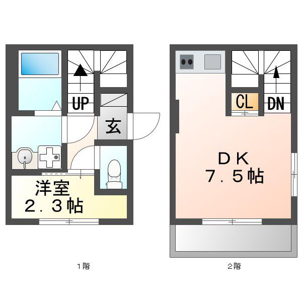 RISE吹上(1DK/1階)の間取り写真