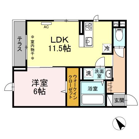 MONTEE AMOUR 2ND(1LDK/1階)の間取り写真