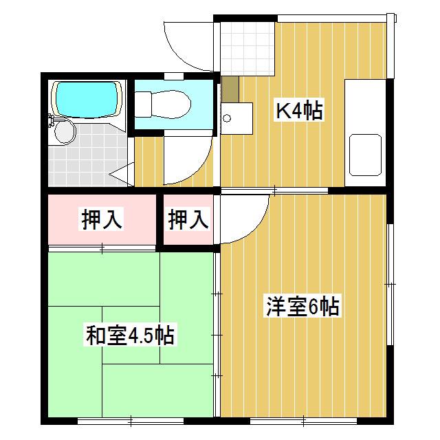 フレッシュフラット(2K/2階)の間取り写真