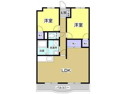 ラポール下俣南(2LDK/3階)の間取り写真