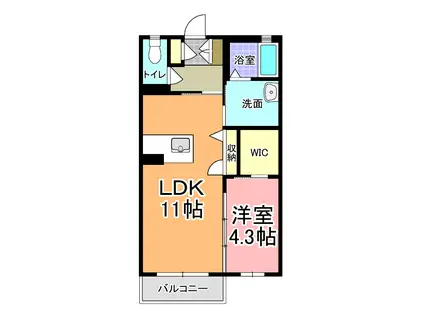 シャーメゾンANGE B(1LDK/2階)の間取り写真