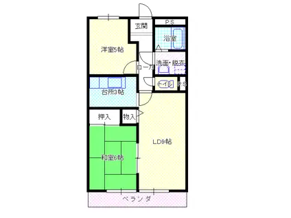 やまむらハイツ(2LDK/3階)の間取り写真