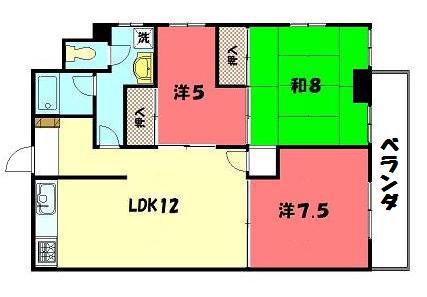 ウィステリア白川(3LDK/5階)の間取り写真