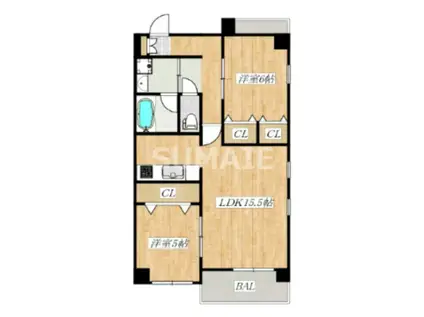 サンリットアネックス(2LDK/3階)の間取り写真