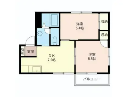 メゾンテルキC(2DK/2階)の間取り写真