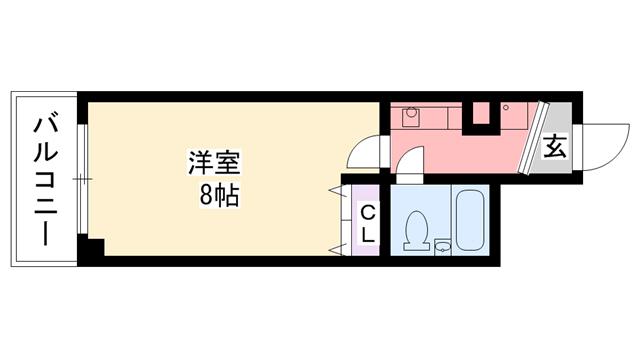 フロイデ里中(1K/2階)の間取り写真