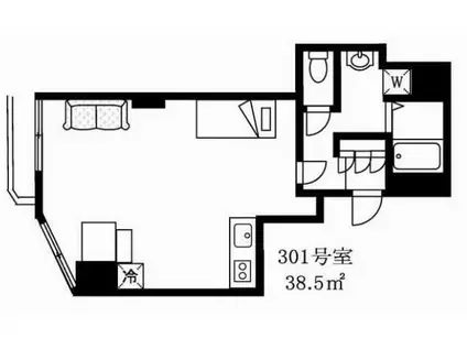 パインヒルガーデン(ワンルーム/3階)の間取り写真