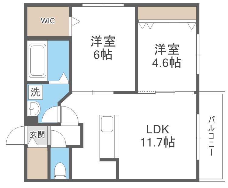 TOMISIA(2LDK/4階)の間取り写真