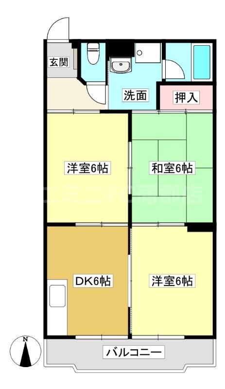 若草ハイツ(3DK/3階)の間取り写真