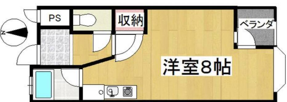 ソリング旭ヶ丘(ワンルーム/2階)の間取り写真