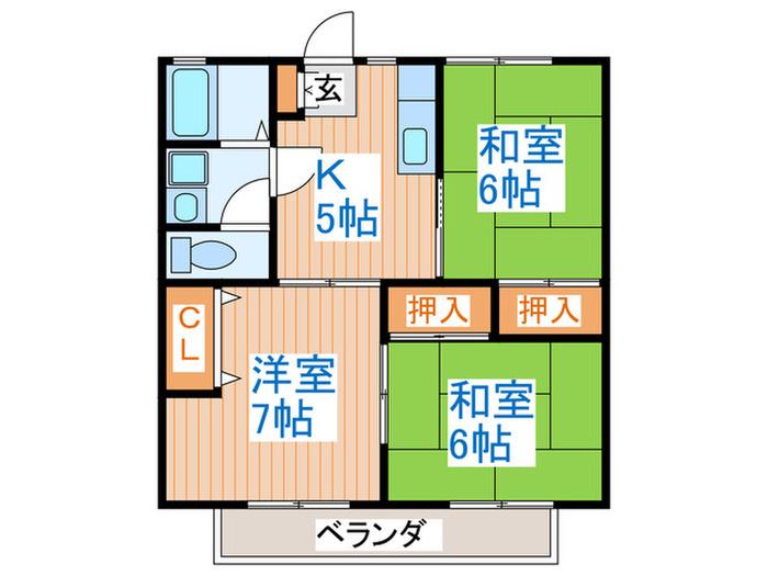 プラザS&Y(3K/1階)の間取り写真