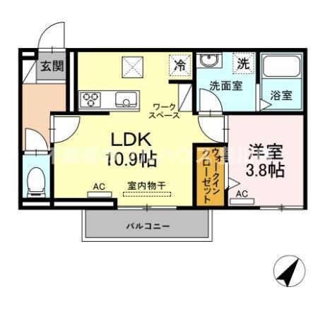 歩夢III(1LDK/1階)の間取り写真