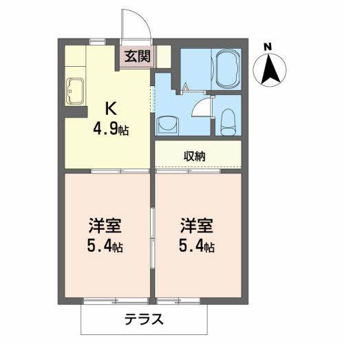 フォレストコート(2K/1階)の間取り写真
