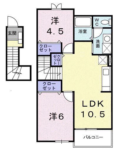 パークネスI(2LDK/2階)の間取り写真